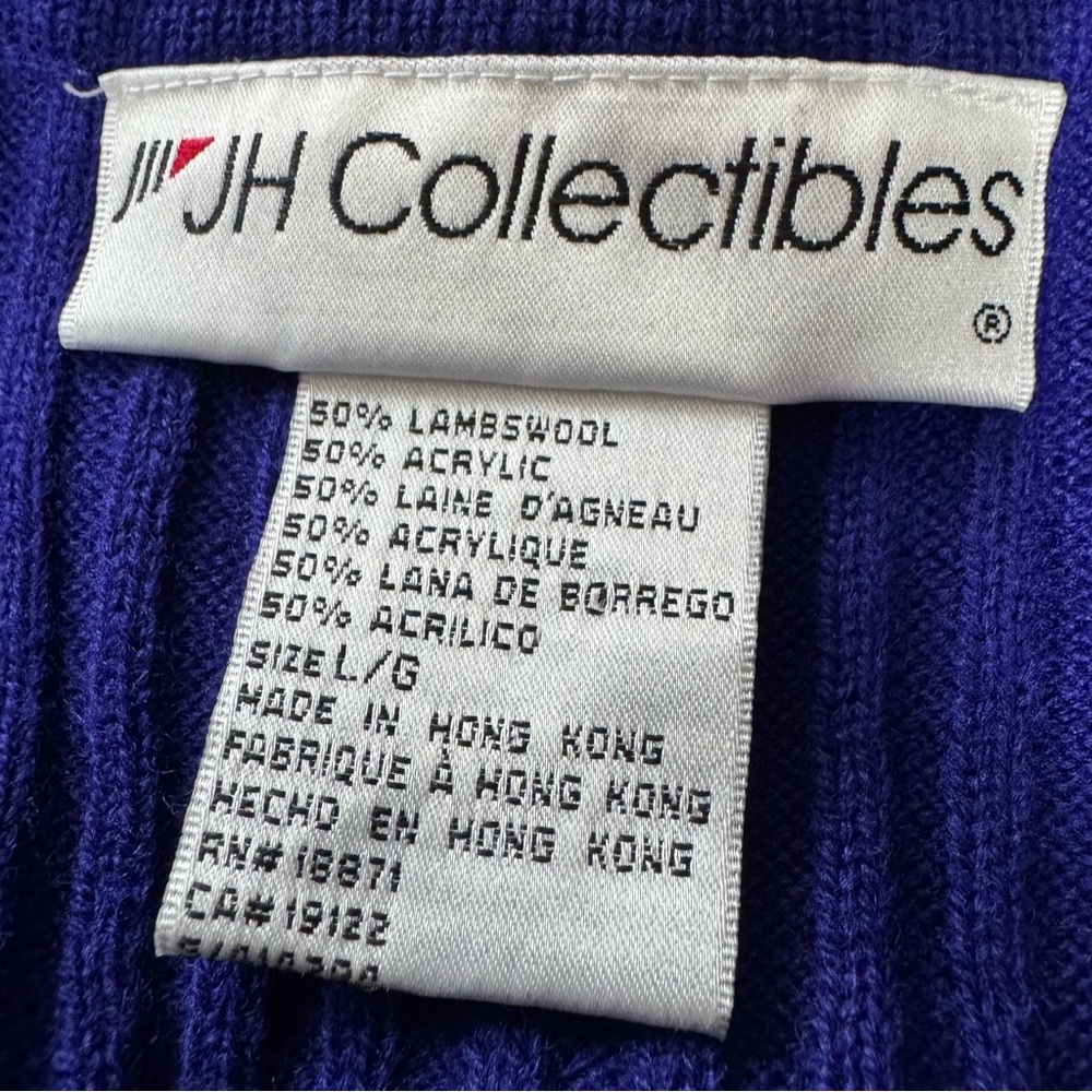 JH Collectables VTG Royal Blue Sweater Vest Lambswool Acrylic Blend Buttons Sz L - Picture 8 of 9